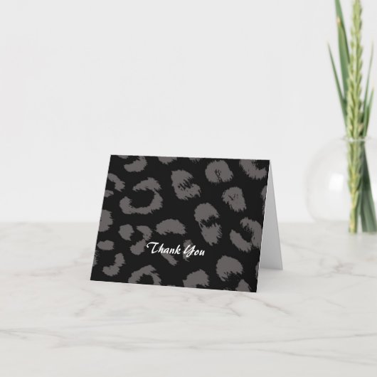 Black and Grey Leopard Pattern Hartelijk dank Bedankkaart (Voorkant)
