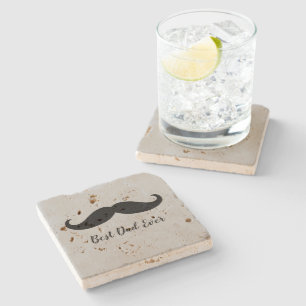 Black and Grey Silver Mustache Stenen Onderzetter