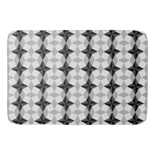 Black and Grey Starbust and Rhombus Pattern Badmat (Voorkant)