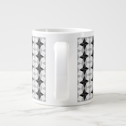 Black and Grey Starbust and Rhombus Pattern Extra Grote Beker (Achterkant)