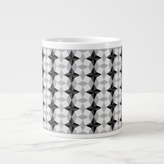 Black and Grey Starbust and Rhombus Pattern Extra Grote Beker (Voorkant)