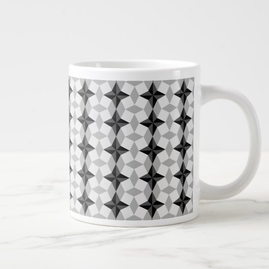 Black and Grey Starbust and Rhombus Pattern Extra Grote Beker (Rechts)