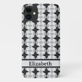 Black and Grey Starbust and Rhombus Pattern Hoesje (Achterkant)