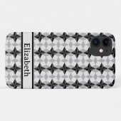 Black and Grey Starbust and Rhombus Pattern Hoesje (Achterkant (horizontaal))