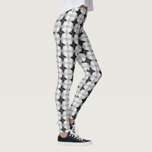 Black and Grey Starbust and Rhombus Pattern Leggings