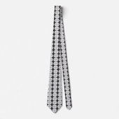 Black and Grey Starbust and Rhombus Pattern Stropdas (Voorkant)