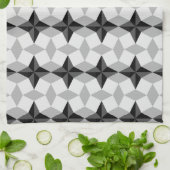 Black and Grey Starbust and Rhombus Pattern Theedoek (Gevouwen)