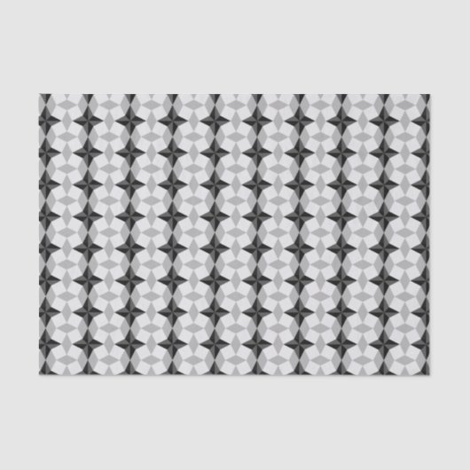 Black and Grey Starbust and Rhombus Pattern Tissuepapier (Voorkant)