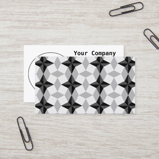 Black and Grey Starbust and Rhombus Pattern Visitekaartje (Voorkant / Achterkant in situ)