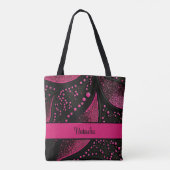Black and Hot Pink Canvas tas met  naam (Achterkant)