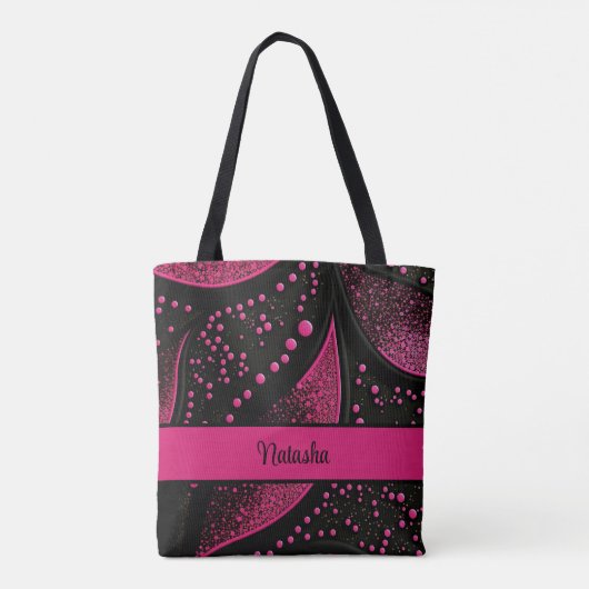 Black and Hot Pink Canvas tas met  naam (Achterkant)