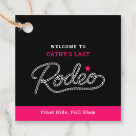 Black and Hot Pink Last Rodeo Bachelorette Party Bedankjes Labels