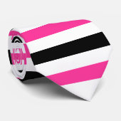 Black and Hot Pink Stripes Pattern Modern White Stropdas (Opgerold)