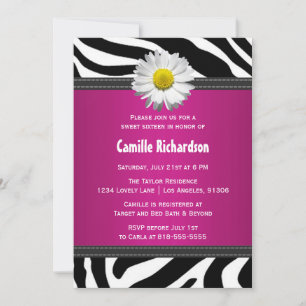 Black and Hot Pink, Zebra Sweet sixteen Invitation