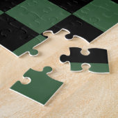 Black and Hunter Green Checkered Pattern Legpuzzel (Zijkant)