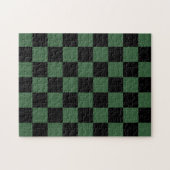 Black and Hunter Green Checkered Pattern Legpuzzel (Horizontaal)