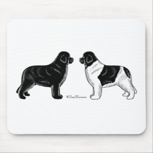 Black and Landseer Newfoundland Dog Muismat