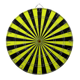 Black and Limoen Funky Sun Rays Retro Stripes Dartbord