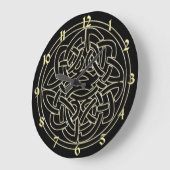 Black and Metallic Gold Celtic Knot Clock Grote Klok (Hoek)
