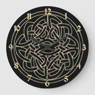Black and Metallic Gold Celtic Knot Clock Grote Klok