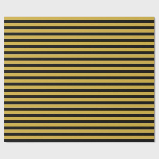 Black And Metallic Gold Stripe Pattern Premium Cadeaupapier (Vlak)