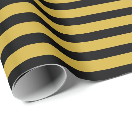 Black And Metallic Gold Stripe Pattern Premium Cadeaupapier (Rol Hoek)