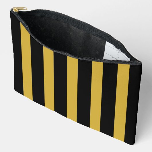 Black and Metallic Gold Vertical Striped Etui (Open)