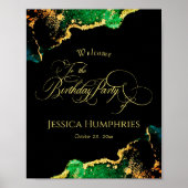 Black and Moody Emerald Bronze Birthday Welcome Poster (Voorkant)