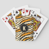 Black and Orange Tiger Pattern Monogram Pokerkaarten (Achterkant)
