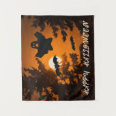Black and Oranje Spooky Halloween Night Scene Wandkleed (Voorkant)