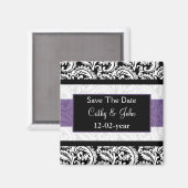 Black and Paars Damask Wedding Magneet (Voorkant / Achterkant)