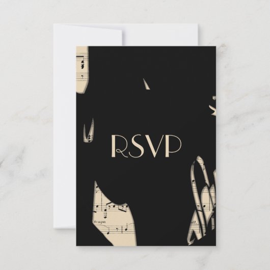 Black and Peach Abstrait Music RSVP w Menu Choice (Dos)