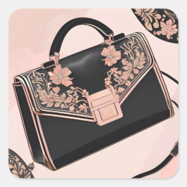 Black and pink AI art  Vierkante Sticker