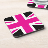 Black and Pink Classic Union Jack British (UK) Vla Bier Onderzetter (Linkerzijde)