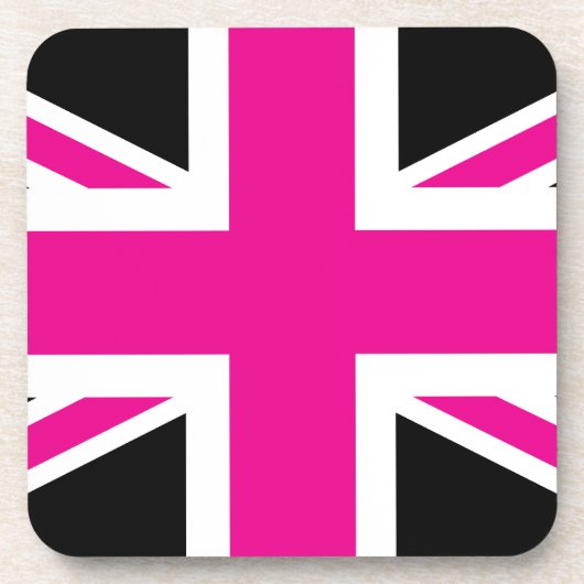 Black and Pink Classic Union Jack British (UK) Vla Bier Onderzetter (Voorkant)