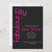 Black and Pink Elegant 50th Birthday Invitation (Devant)