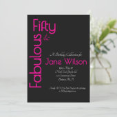 Black and Pink Elegant 50th Birthday Invitation (Debout devant)
