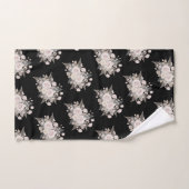 Black and pink flowers modern decorative bathroom  (Serviette à main)