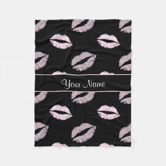 Black and Pink Kisses Fleece Deken (Voorkant)
