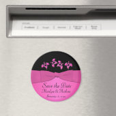 Black and Pink Wedding Favor Magnet Magneet (Insitu (Vaatwasser))