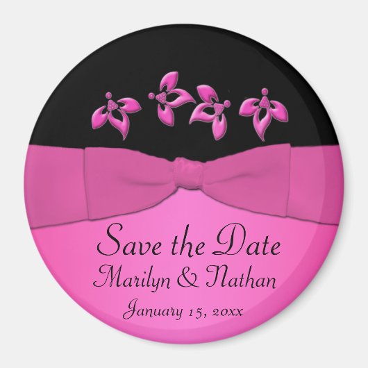 Black and Pink Wedding Favor Magnet Magneet (Voorkant)
