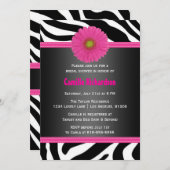 Black and Pink, Zebra Bridal Shower Invitation Kaart (Voorkant / Achterkant)