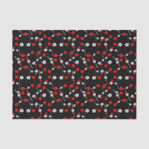 Black and Red Cherry Blossom Pattern Tissuepapier