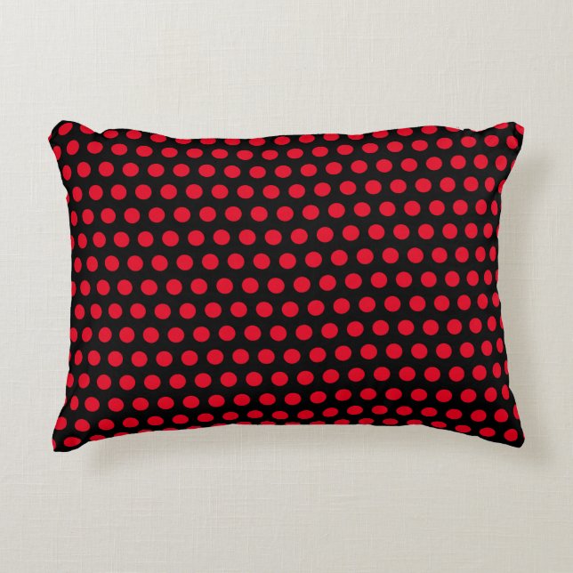 Black And Red Circle Polka Dot Patterns Pretty Accent Kussen (Voorkant)