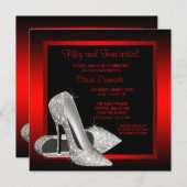  Black and Red Glitter High Heels Verjaardag Kaart (Voorkant / Achterkant)