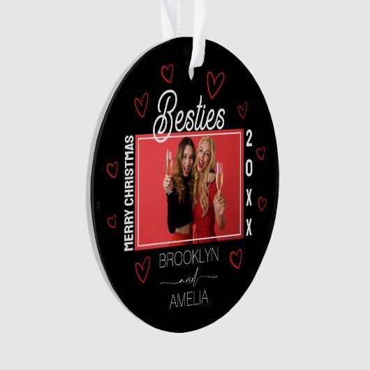 Black and Red Hearts Photo Besties Christmas (devant)