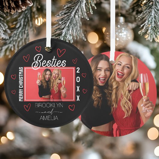 Black and Red Hearts Photo Besties Christmas