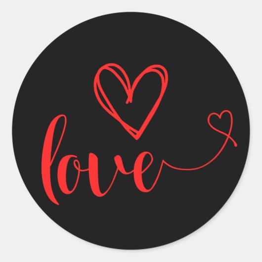 Black and Red Love Sticker met hart (Voorkant)