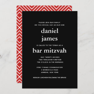 Black and Red Modern Bar Mitzvah Invitation