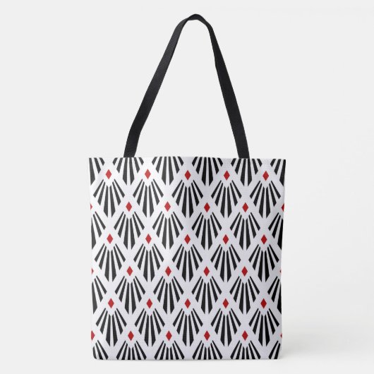 Black and Red on white Art Deco pattern Draagtas (Voorkant)
